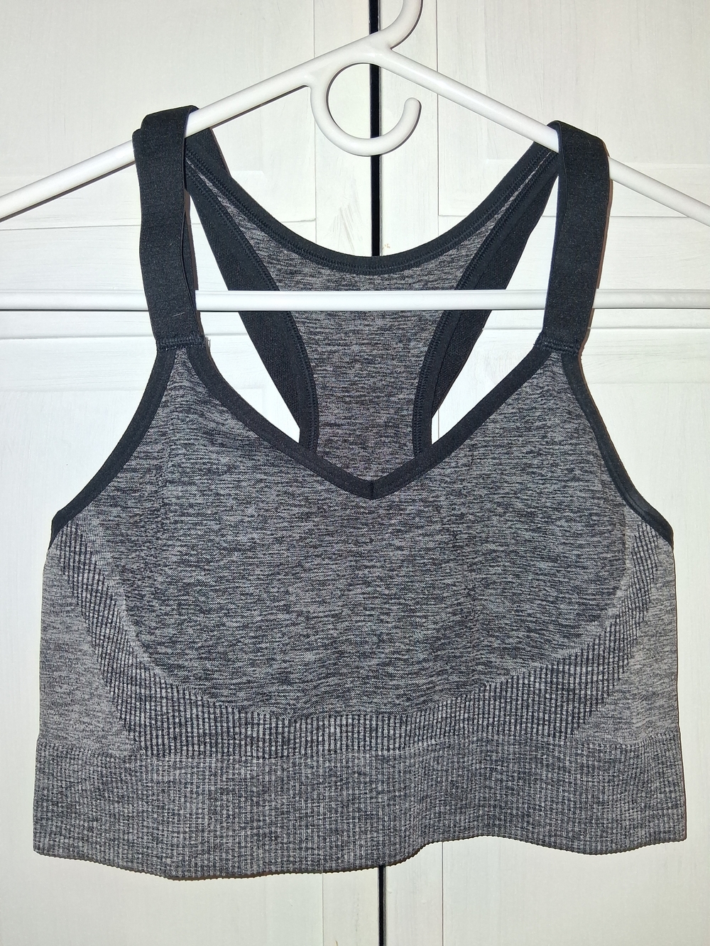 All In Motion Women's Seamless Medium Support Racerback Sports Bra Gray & Black
